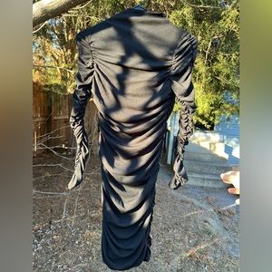 ASTR The Label black lined ruched mini dress bodycon long sleeve S